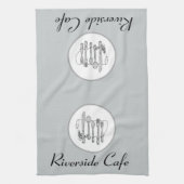 Aangepast zwart, wit en grijs zilverwerk ontwerp theedoek (Verticaal)