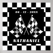 Aangepast zwart-wit gecheckte vlag vierkant patroo poster (Voorkant)