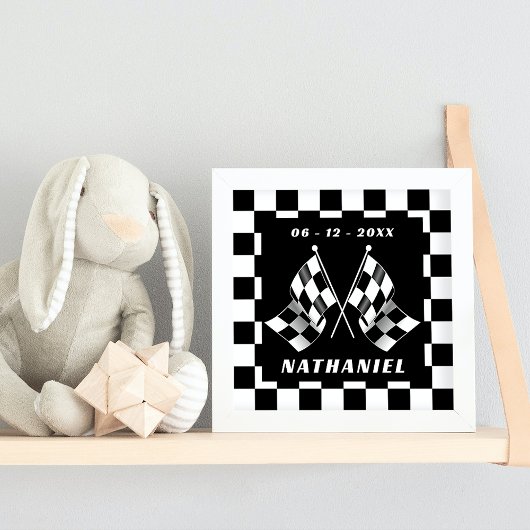 Aangepast zwart-wit gecheckte vlag vierkant patroo poster