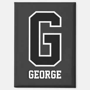 Aangepast zwart-wit gepersonaliseerd monogram magneet