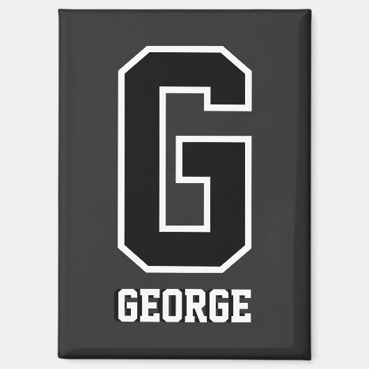 Aangepast zwart-wit gepersonaliseerd monogram magneet (Voorkant)