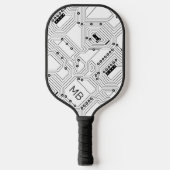 Aangepast zwart-wit, Klassieke computercircuitkaar Pickleball Paddle (Voorkant)
