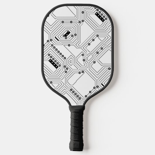 Aangepast zwart-wit, Klassieke computercircuitkaar Pickleball Paddle (Achterkant)