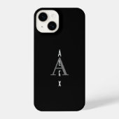 Aangepast zwart-wit modern monogram iPhone hoesje (Achterkant)