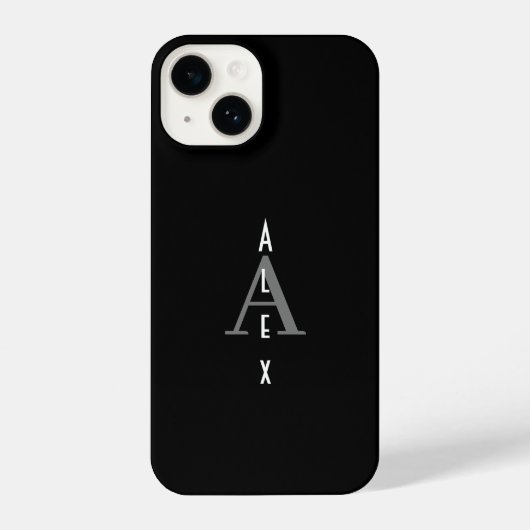 Aangepast zwart-wit modern monogram iPhone hoesje (Achterkant)