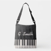 Aangepast zwart-wit pianotoetsenbord. Naam toevoeg Crossbody Tas (Voorkant)