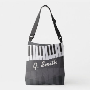 Aangepast zwart-wit pianotoetsenbord. Naam toevoeg Crossbody Tas