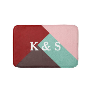 Aangepast zwart-wit roze rood en groen Abstract Badmat