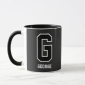 Aangepast zwart wit, speciaal monogram voor hem mok (Links)