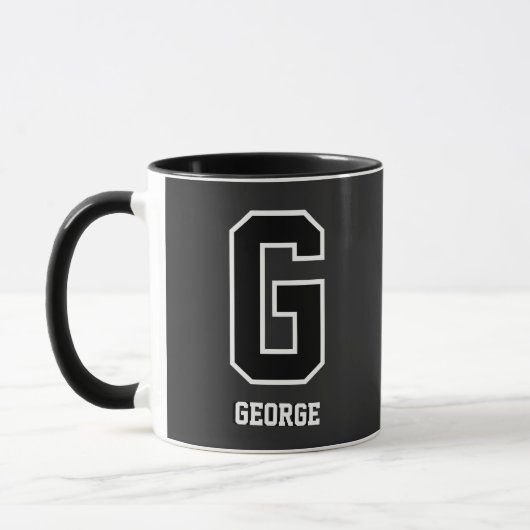 Aangepast zwart wit, speciaal monogram voor hem mok (Links)