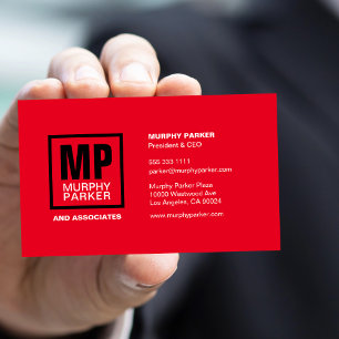 Aangepast zwart-wit vierkant monogram Logo Visitekaartje