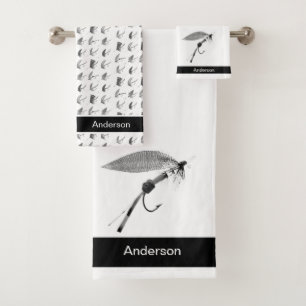 Aangepast zwart-wit vliegende vliegen Kustkust Bad Handdoek