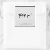 Aangepast Zwart Wit Zakelijk "Dank U" Vierkante Sticker (Tas)