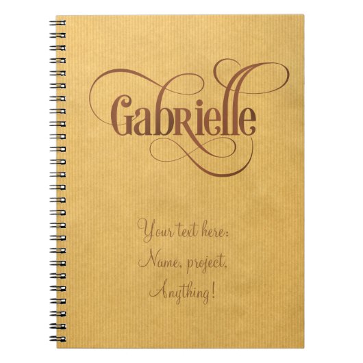 Aangepast Zwemscript Gabrielle Brown Kraft Notitieboek (Voorkant)