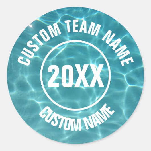 Aangepast zwemteam ronde sticker (Voorkant)