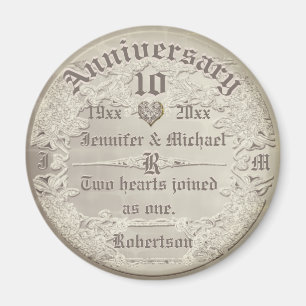 Aangepaste 10e Jubileum  koperen look Magneet