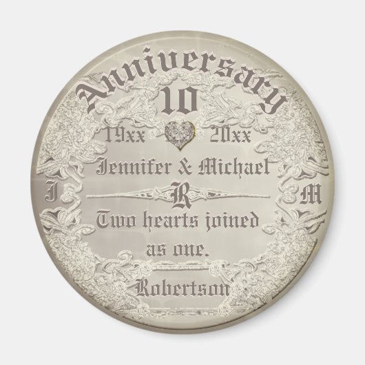 Aangepaste 10e Jubileum koperen look Magneet (Voorkant)