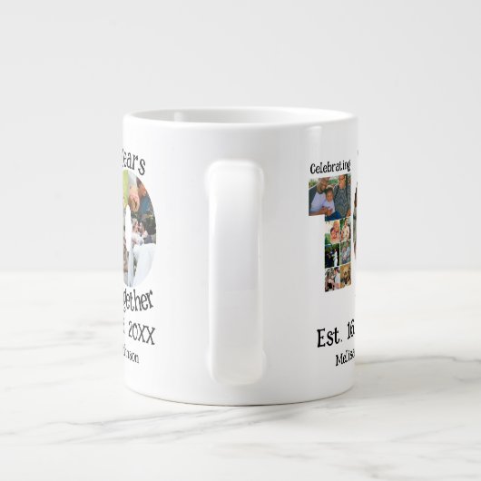 Aangepaste 10e trouwdag 11 fotocollage extra grote beker (Achterkant)