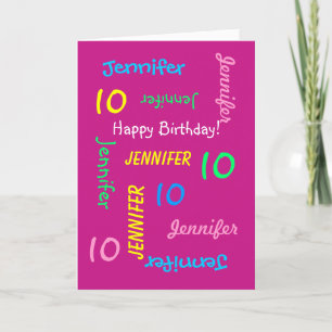 Aangepaste 10e verjaardag Kaart Alle namen, roze