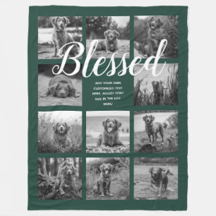 Aangepaste 11 foto Collage BLESSED Dark Green Fleece Deken