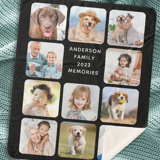Aangepaste 11 foto-collage Creëer Uw eigen foto Sherpa Deken
