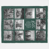 Aangepaste 11 foto Collage Dark Green Fleece Deken (Voorkant (Horizontaal))