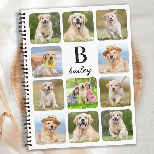 Aangepaste 11 Photo Collage Monogram Pet Dog Notitieboek