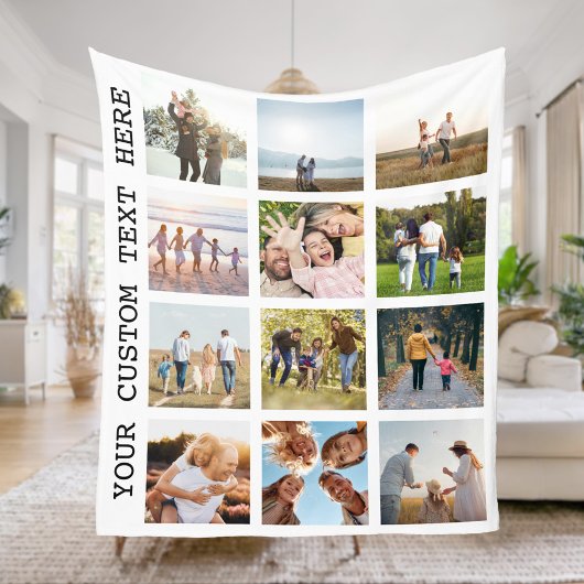 Aangepaste 12 fotocollage fleece deken