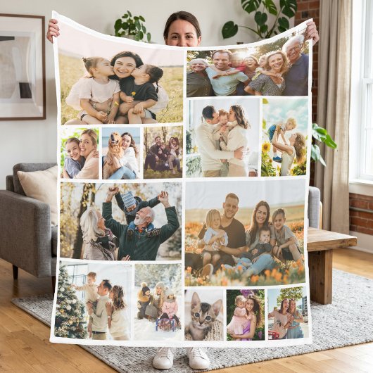 Aangepaste 14 foto collage fleece deken