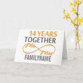 Aangepaste 14e trouwdag Mr en Mrs Kaart (Gele Bloem)