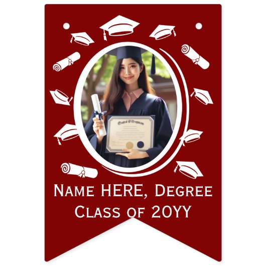 Aangepaste 16-foto Graduation Cap Toss Diploma Mar Vlaggetjes (Eerste vlag)