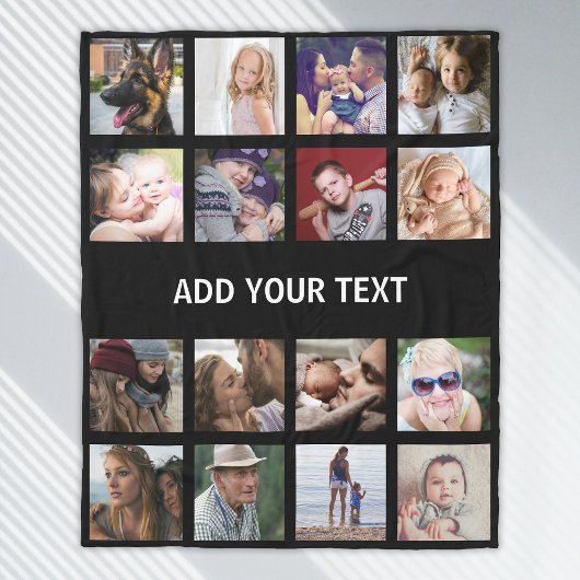 Aangepaste 16 fotocollage fleece deken