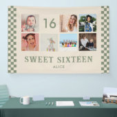 Aangepaste 16e Verjaardag Party Photo Collage Bann Spandoek (Beurs)