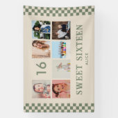 Aangepaste 16e Verjaardag Party Photo Collage Bann Spandoek (Verticaal)