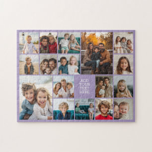 Aangepaste 17 foto collage - wit en paars legpuzzel