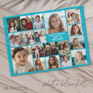 Aangepaste 18 foto collage helemaal - Aqua Fleece Deken
