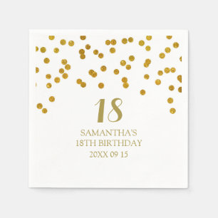Aangepaste 18e verjaardag Napkin Gold-Confetti Servetten
