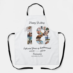 Aangepaste 18e verjaardag Schort met fotocollage