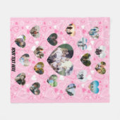 Aangepaste 19 fotocollage roze, aangepaste tekst fleece deken (Voorkant (Horizontaal))