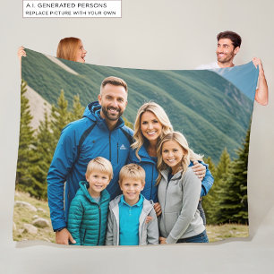 Aangepaste 1 Foto Familie Fleece Deken