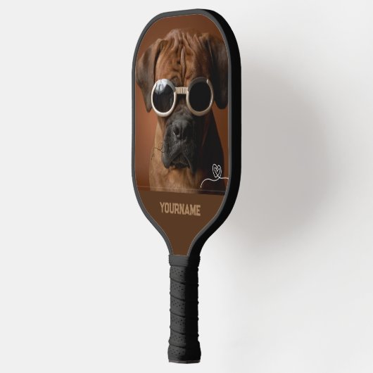 Aangepaste 1 foto Schattigee hond en jouw naam Pickleball Paddle (Links)