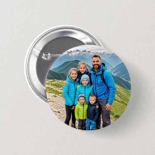 Aangepaste 1 fotofamilie ronde button 5,7 cm (Voorkant /achterkant)