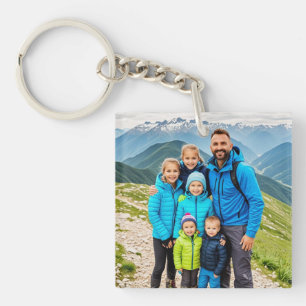 Aangepaste 1 fotofamilie sleutelhanger