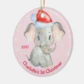 Aangepaste 1e kerstbaby meisje Roze Keramisch Ornament (Links)