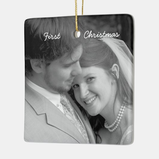 Aangepaste 1e Kerstluchter Damask foto Keramisch Ornament (Links)