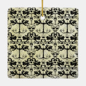 Aangepaste 1e Kerstluchter Damask foto Keramisch Ornament (Achterkant)