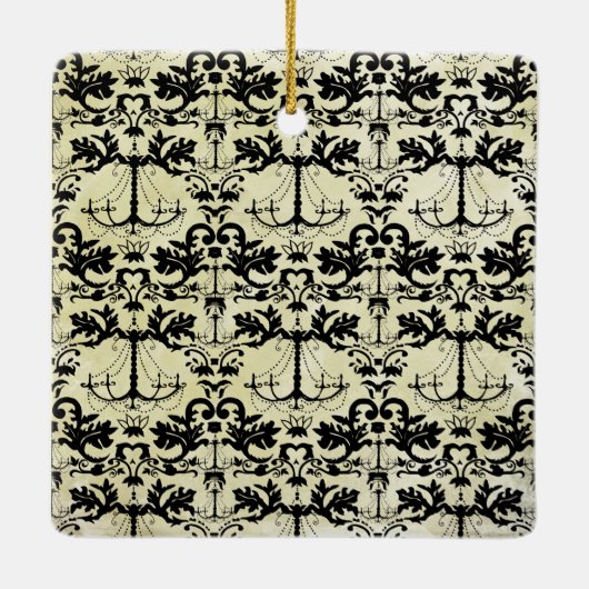 Aangepaste 1e Kerstluchter Damask foto Keramisch Ornament (Achterkant)