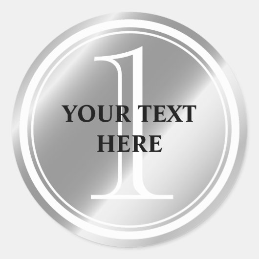 Aangepaste 1e prijs zilveren medaille stickers en  (Voorkant)