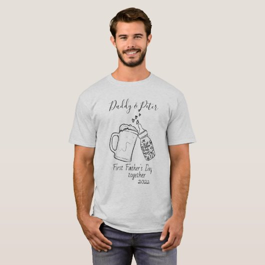 Aangepaste 1e Vaderdag matching T-shirt (Voorkant volledig)