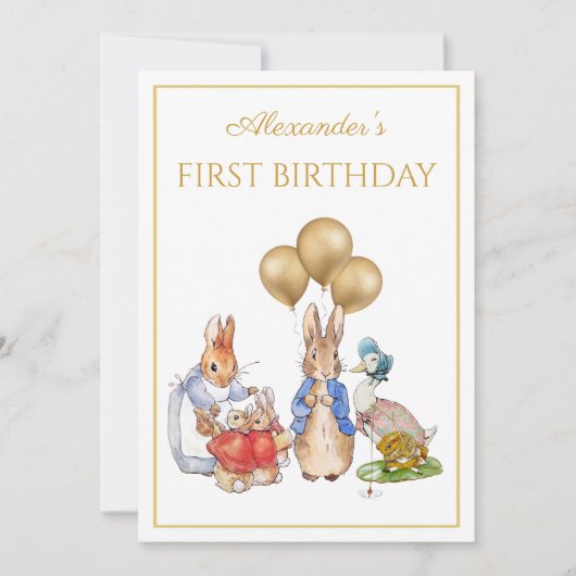 Aangepaste 1e verjaardag Peter en Josephine bunny Kaart (Voorkant)